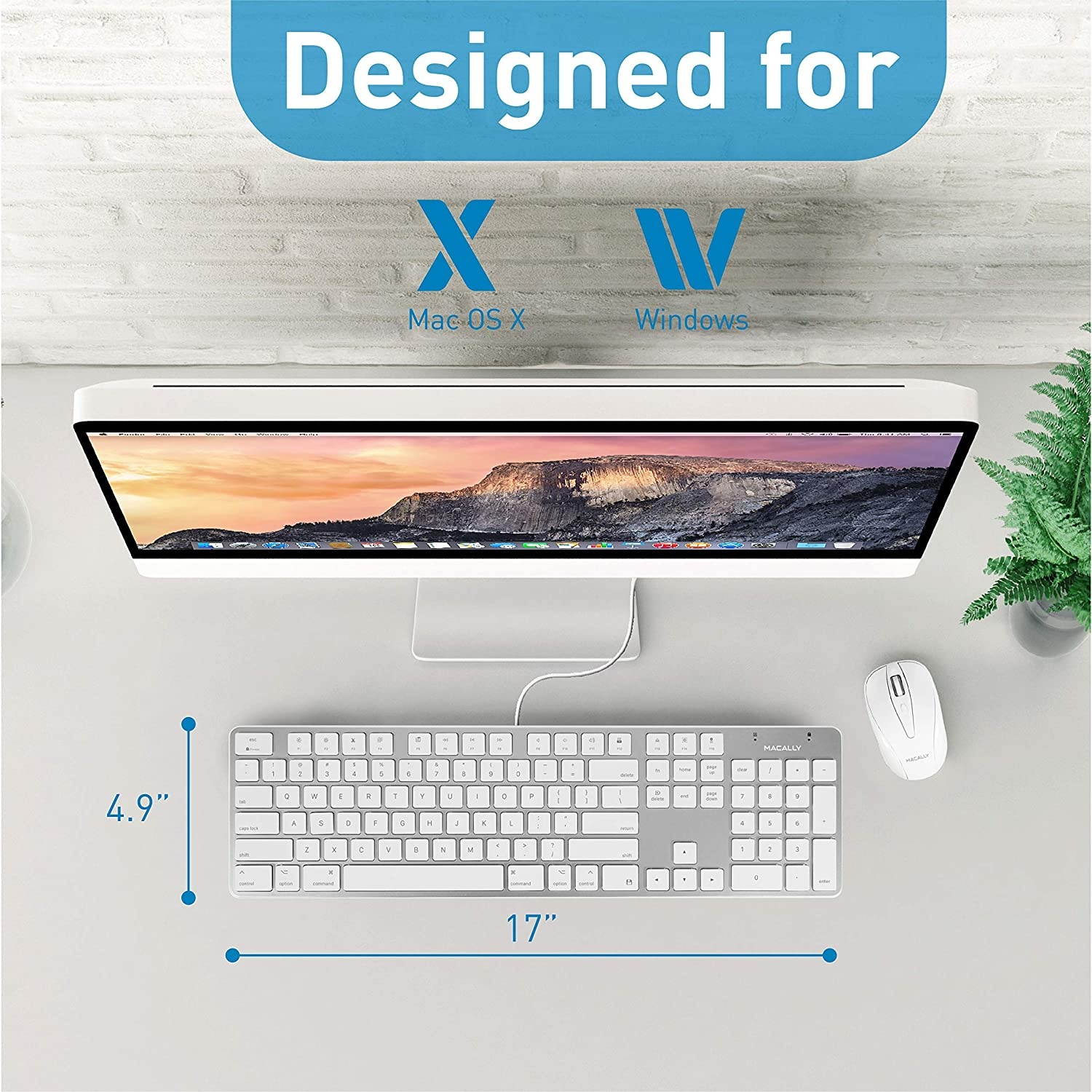 Macally Ultra Slim Wired Keyboard and an Ergonomic Laptop Stand, Relieve Stress Off Your Back