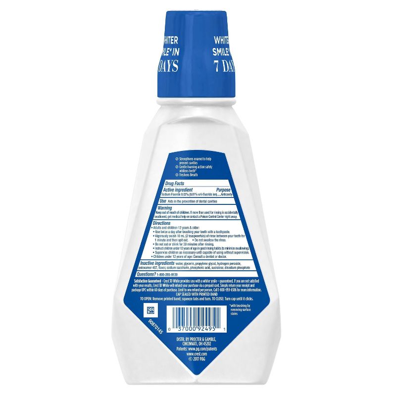 Crest 3D White Glamorous White Alcohol Free Multi-Care Whitening Mouthwash, Fresh Mint, 16 fl oz (473 mL) 