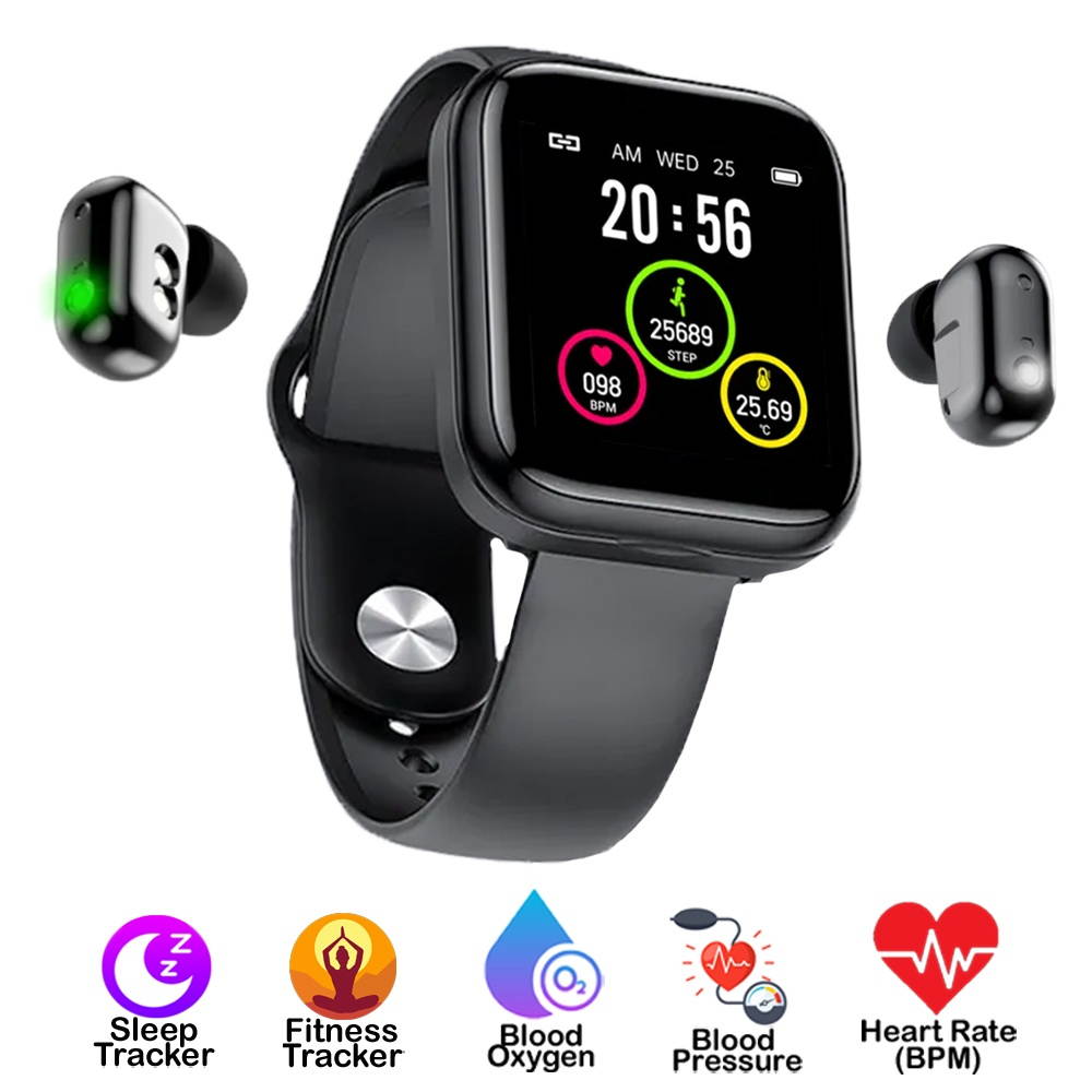 1.54-inch HD Universal X5 SmartWatch + TWS Earbuds (Fitness Tracker + BPM + Blood Pressure/Oxygen (SPO2)