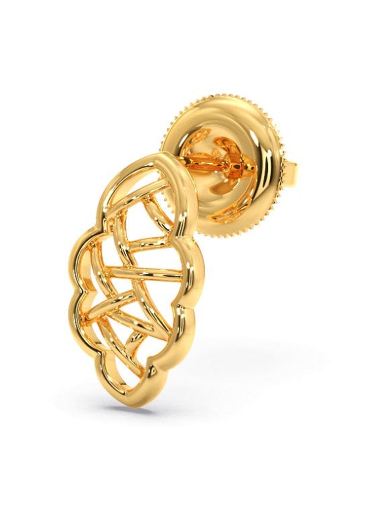 Candere by Kalyan Jewellers Peacock Collection 18k Yellow Gold Stud Earrings for Women