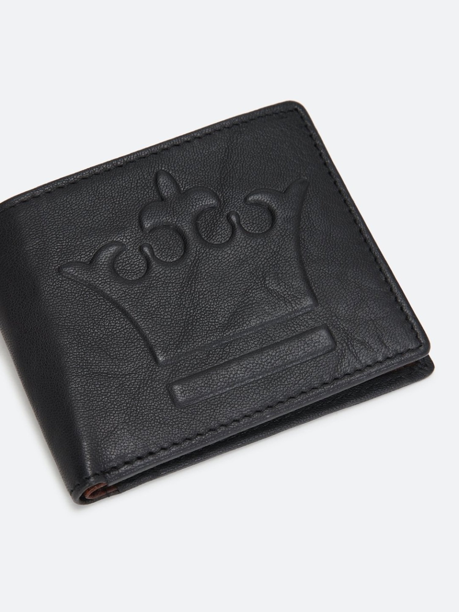 Louis Philippe Black Leather Textured Bi-Fold Wallet