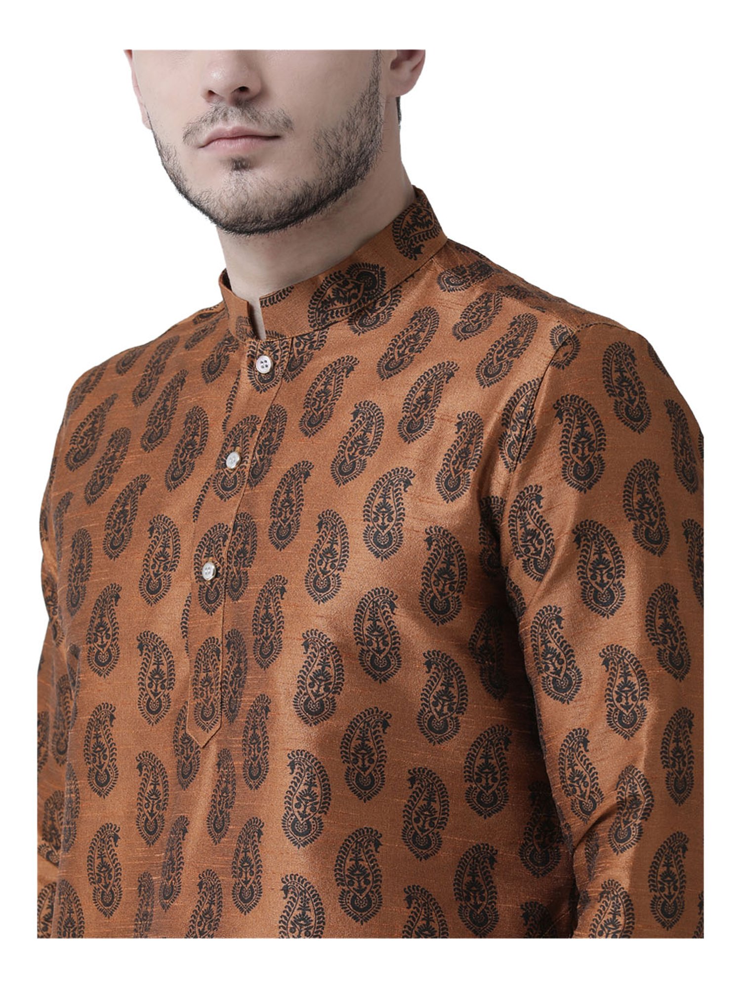 Deyann Brown Regular Fit Mandarin Collar Kurta Set