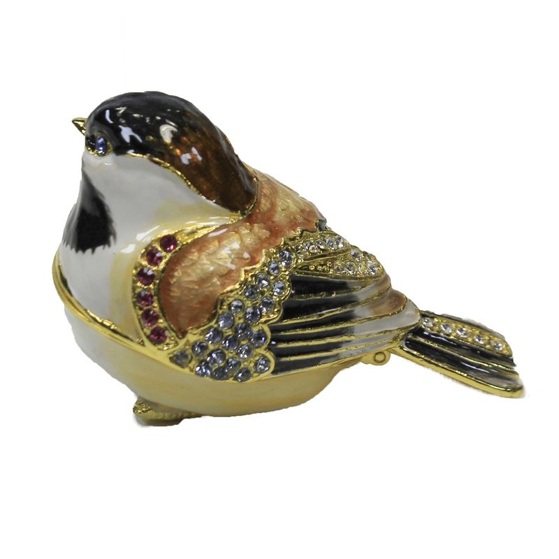 Hinged Trinket Box 1.5" Chickadee Bird Flight Crystals  -  Decorative Figurines
