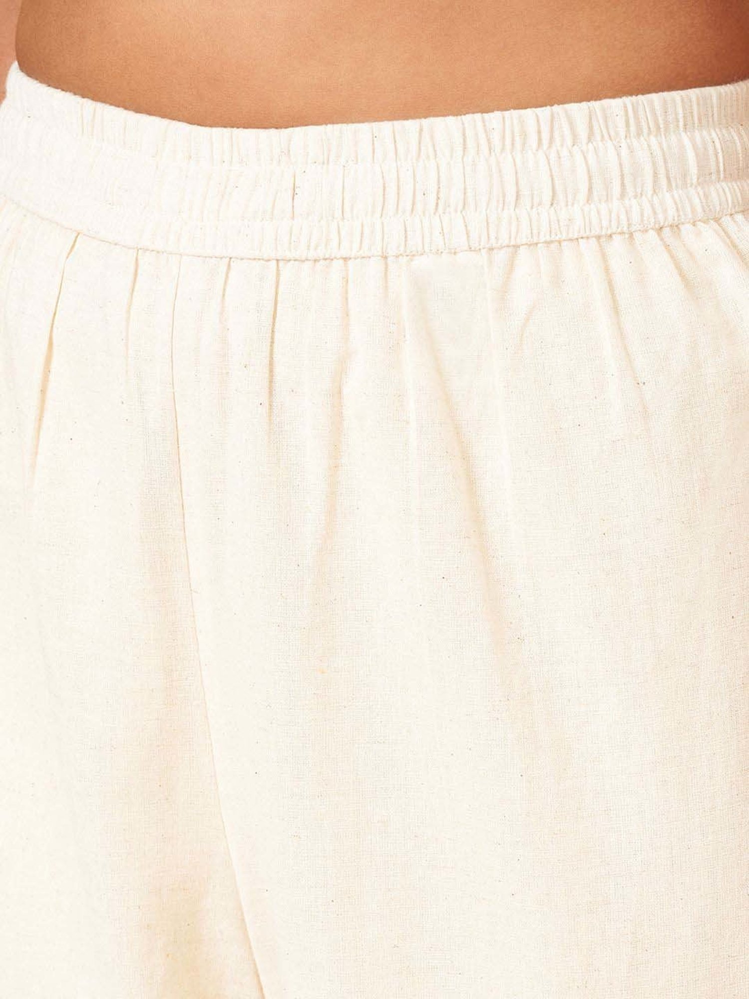 Rangmanch by Pantaloons Off-White Cotton Self Pattern Palazzos