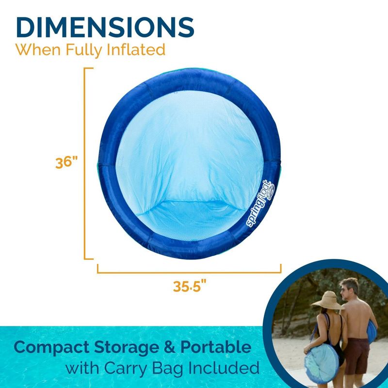 SwimWays Spring Float Papasan Inflatable Pool Lounger with Hyper-Flate Valve - Aqua
