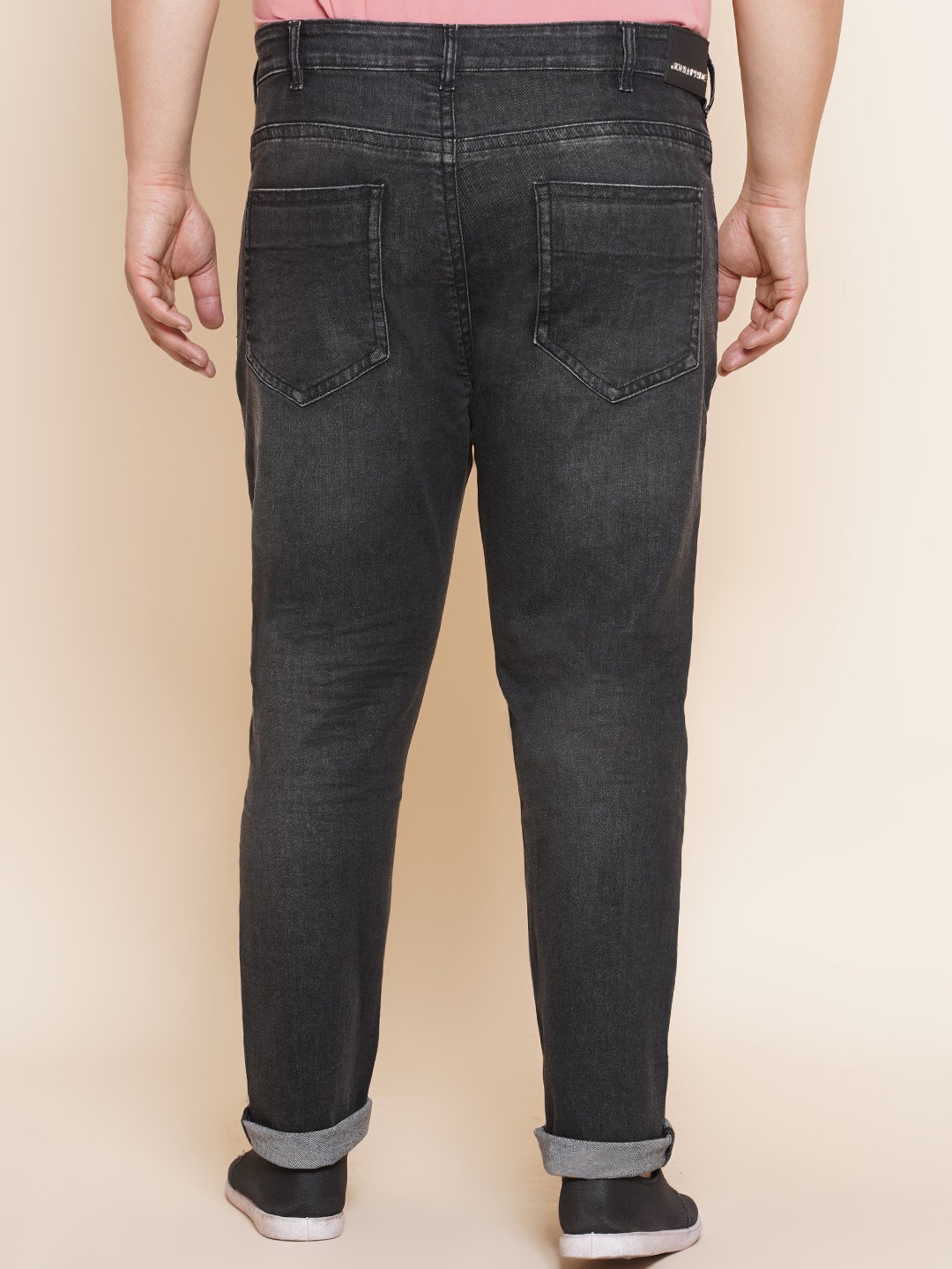 John Pride Charcoal Regular Fit Lightly Washed Plus Size Jeans