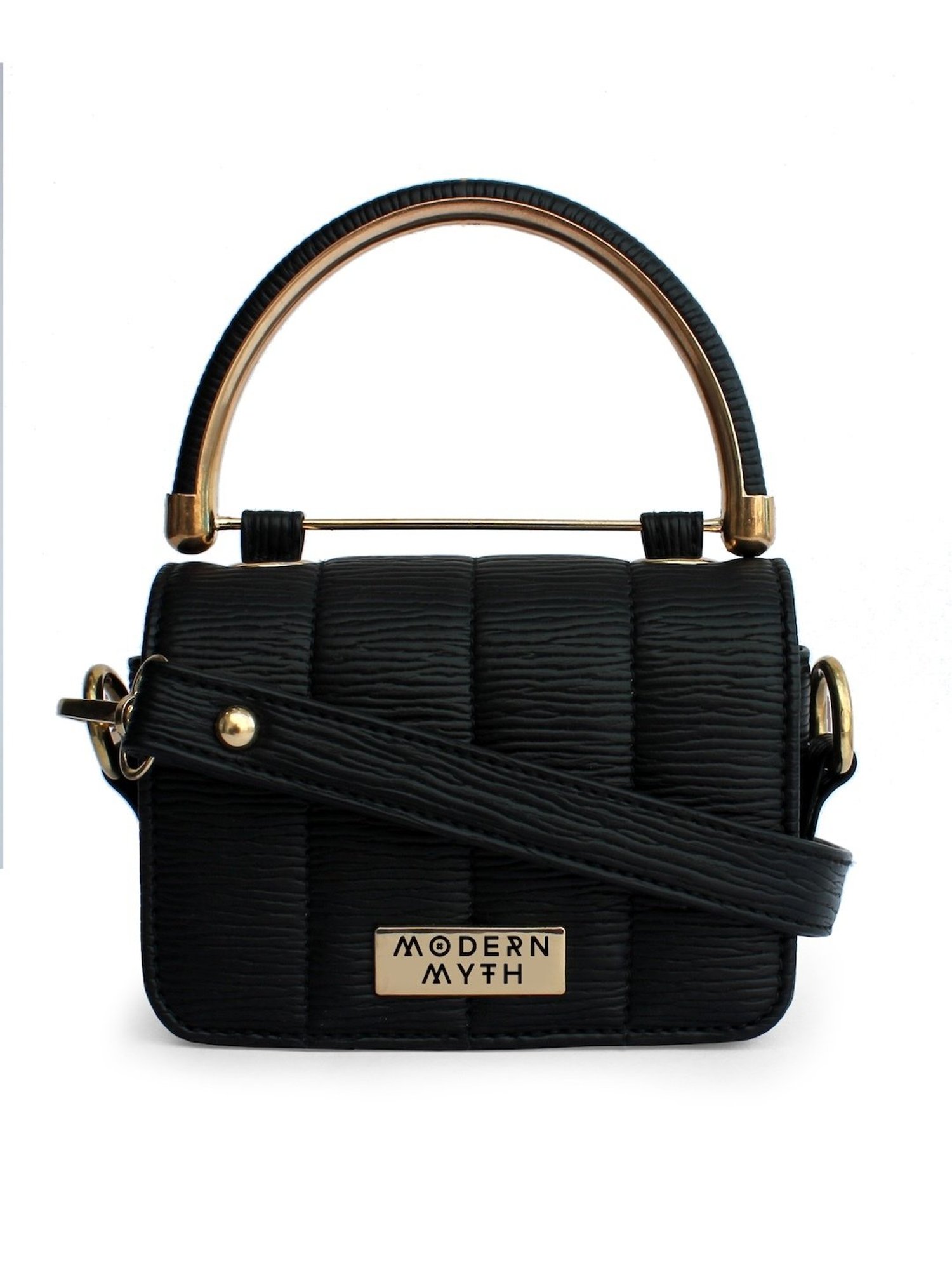 Modern Myth Nano Black Textured Small Mini Box Bag