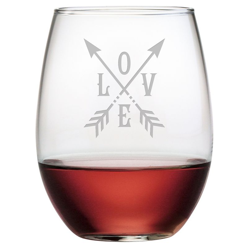 Susquehanna 21oz Glass Love Stemless Wine Glasses - Set of 4