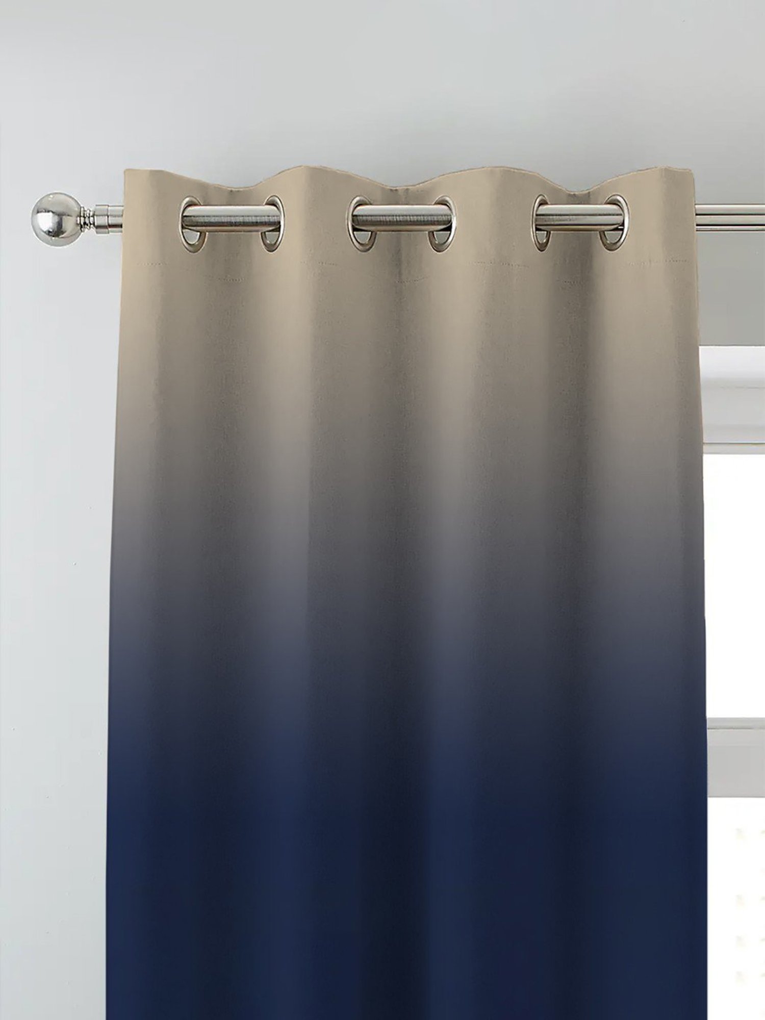 SPACES DRAPE STORY Elegant Floral Blue & Beige Polyester 7 ft Door Curtains - Set of 4