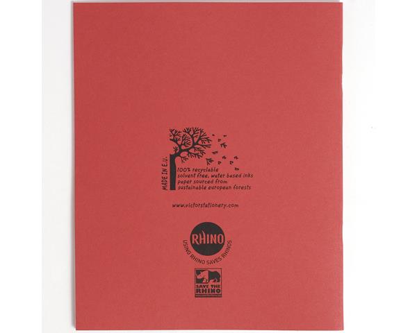 Rhino Exercise Book, 8 x 6.5 Inches, 48 page,  12mm ruled lines, Red Cover (Pack of 10)