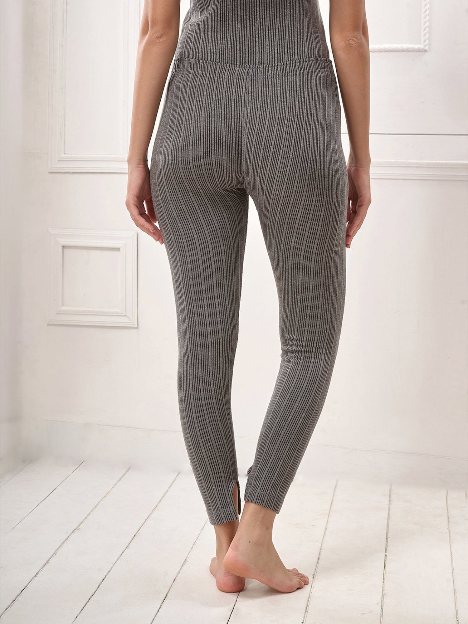 LUX Inferno Grey Striped Thermal Leggings