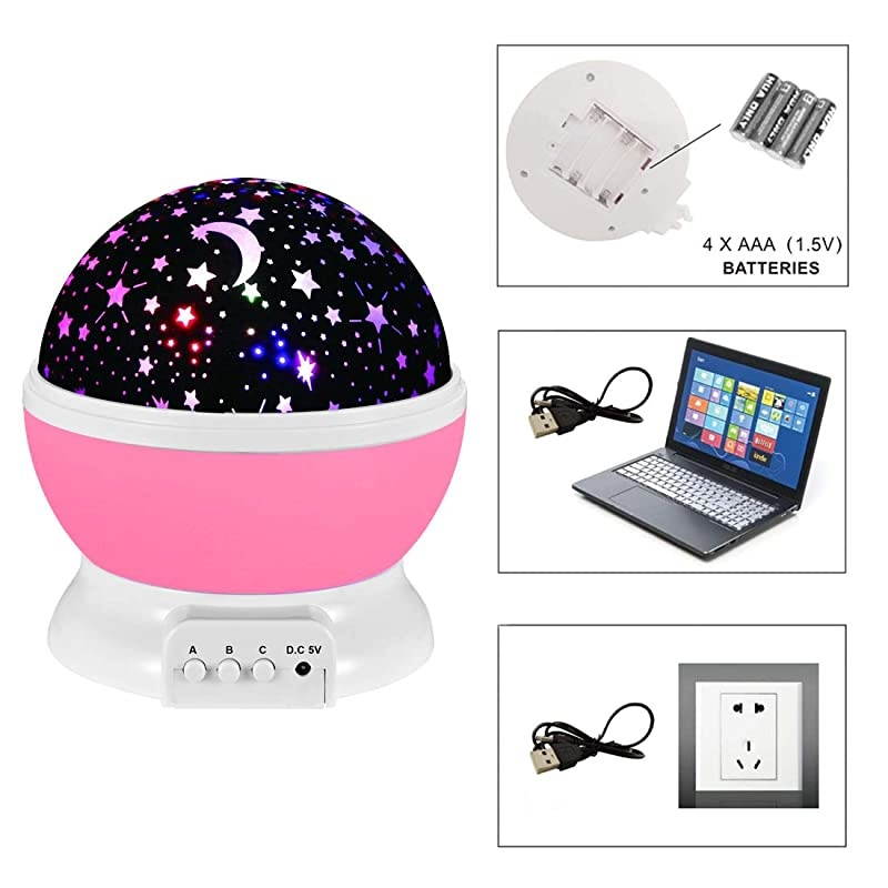 Night Light for Girls Rotating Star Nightlights Projector Party Favor Bedroom Decoration Stars Galaxy Nursery Lamp for Little Kids Toys for 312 Year Old Girl Boys Christmas Xmas Gifts Pink