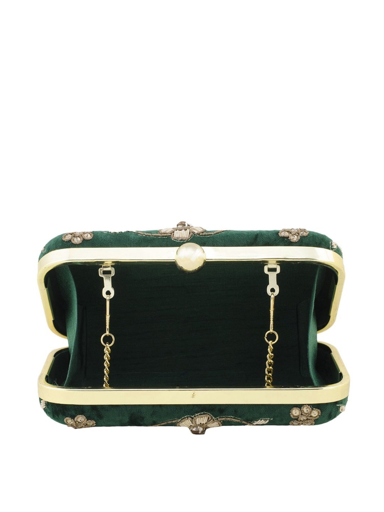 Tarini Nirula Green Velvet Minaudiere Clutch