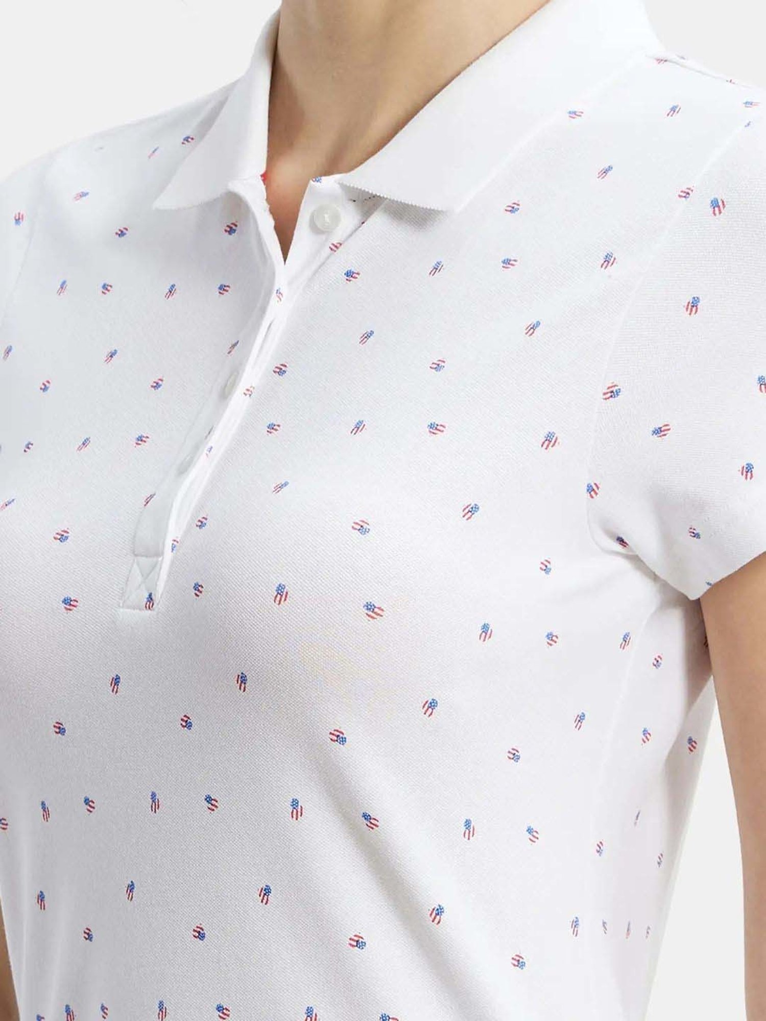 Jockey UL34 Women's Super Combed Cotton Pique Regular Fit Printed Polo T-Shirt (Prints May Vary)