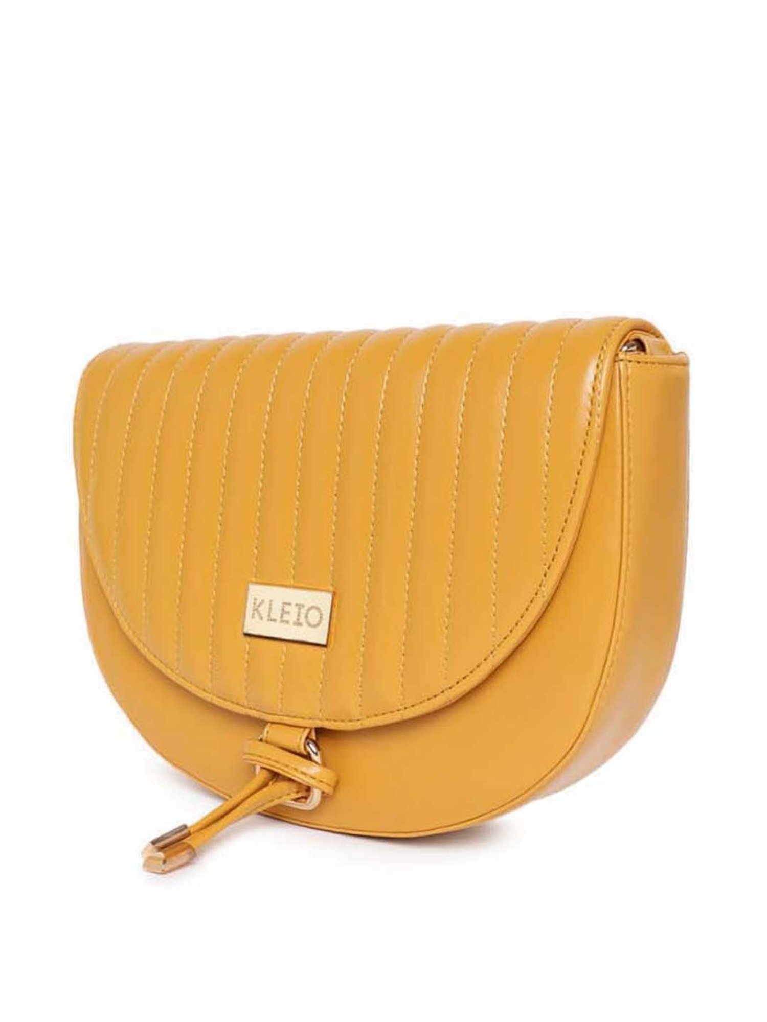 KLEIO Yellow Quilted Medium Sling Handbag