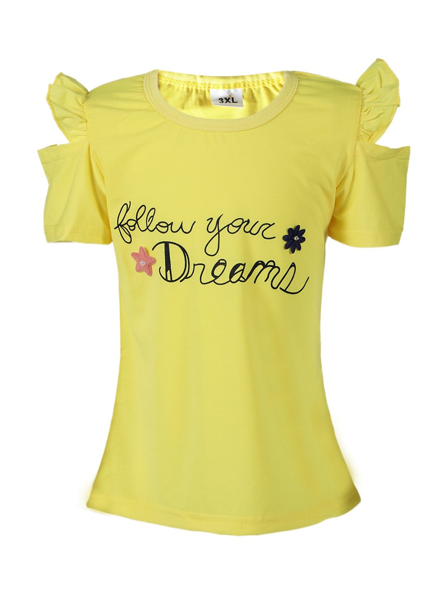 Passion Petals Kids Yellow Cotton Printed Top