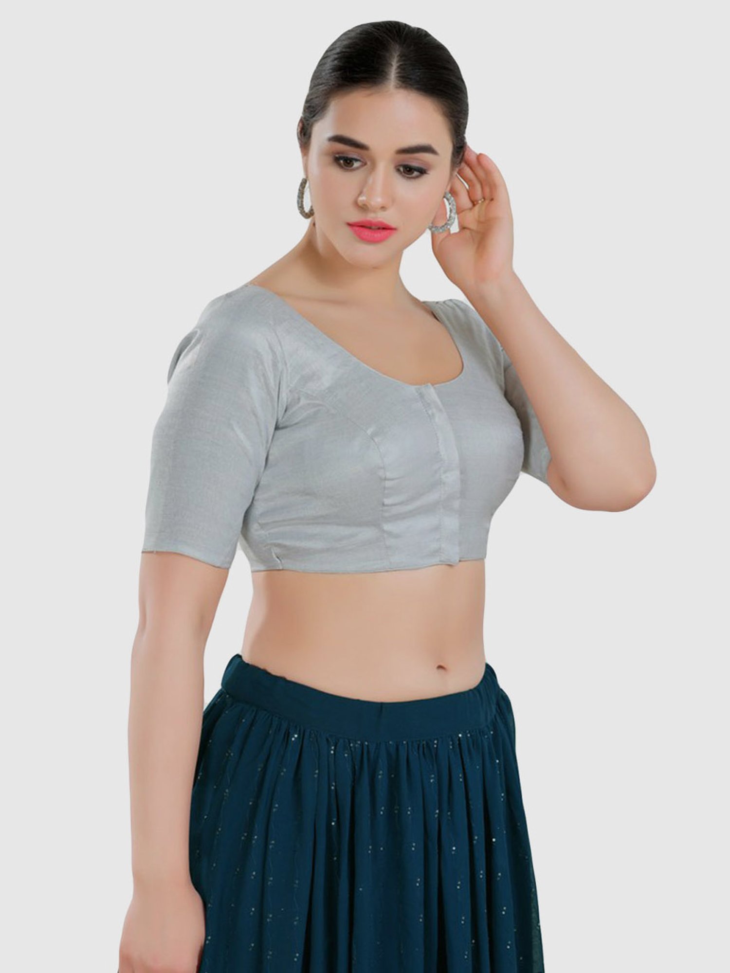 Salwar Studio Silver Plain Blouse