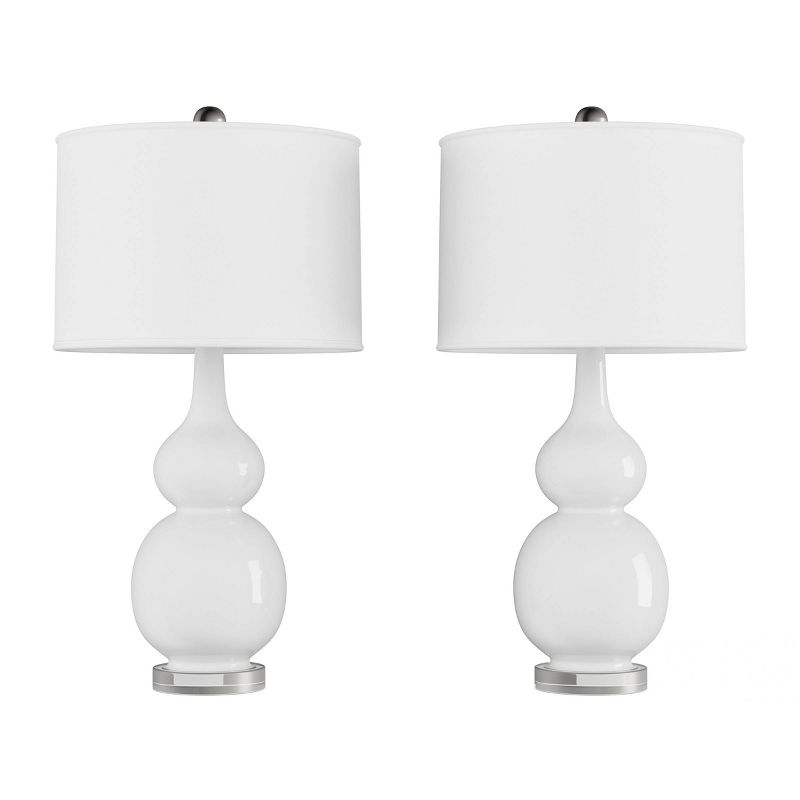 Set of 2 Ceramic Double Gourd Table Lamps (White)