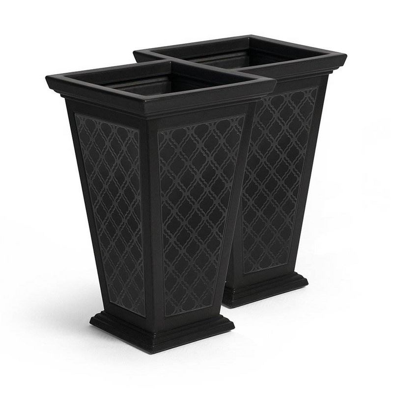 FCMP Outdoor 24" Casablanca Self Watering Freestanding Pedestal Home Planter Set