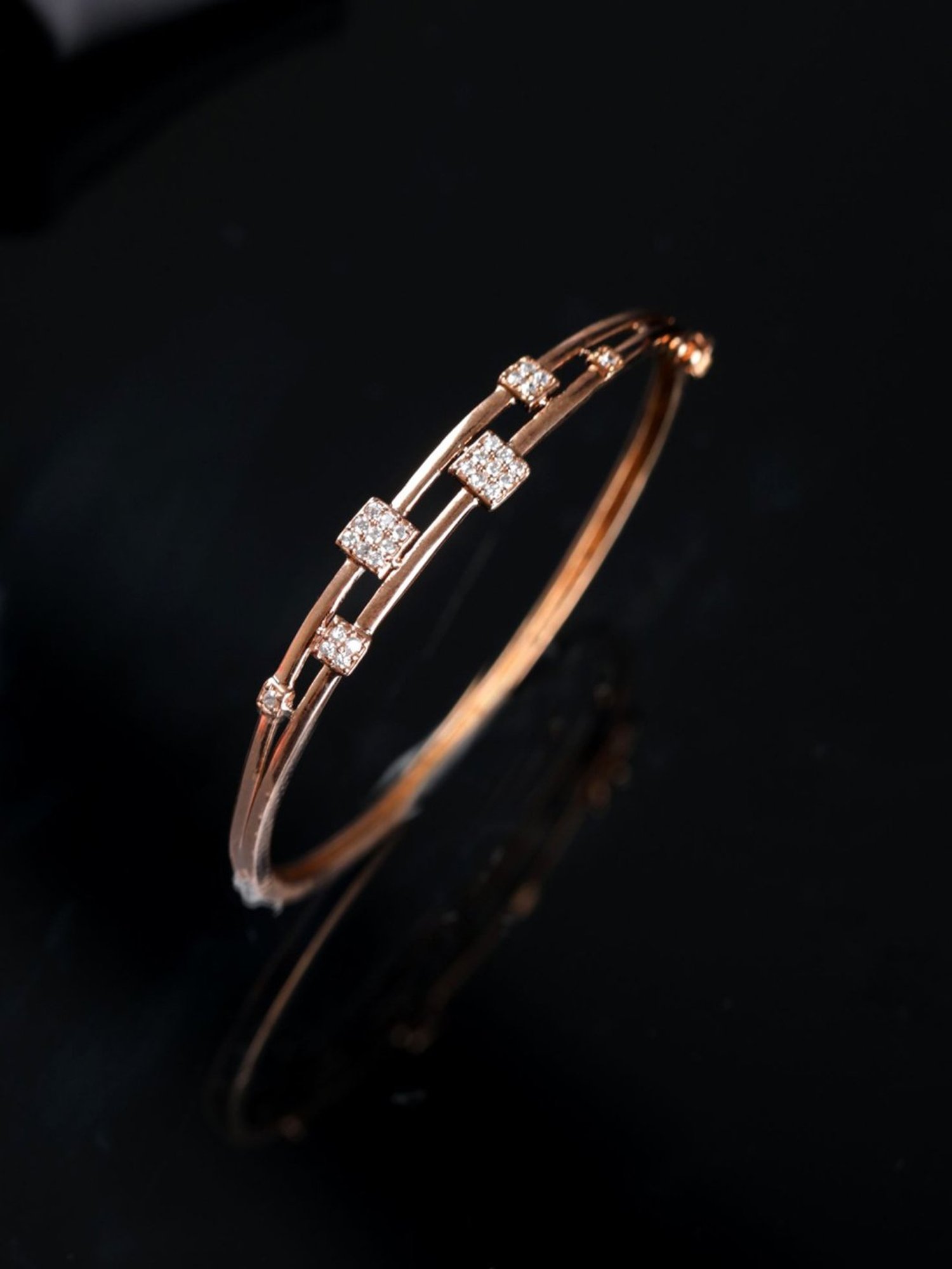 Aatmana Silver-toned Rose Gold-Plated Bangle-Style Bracelet