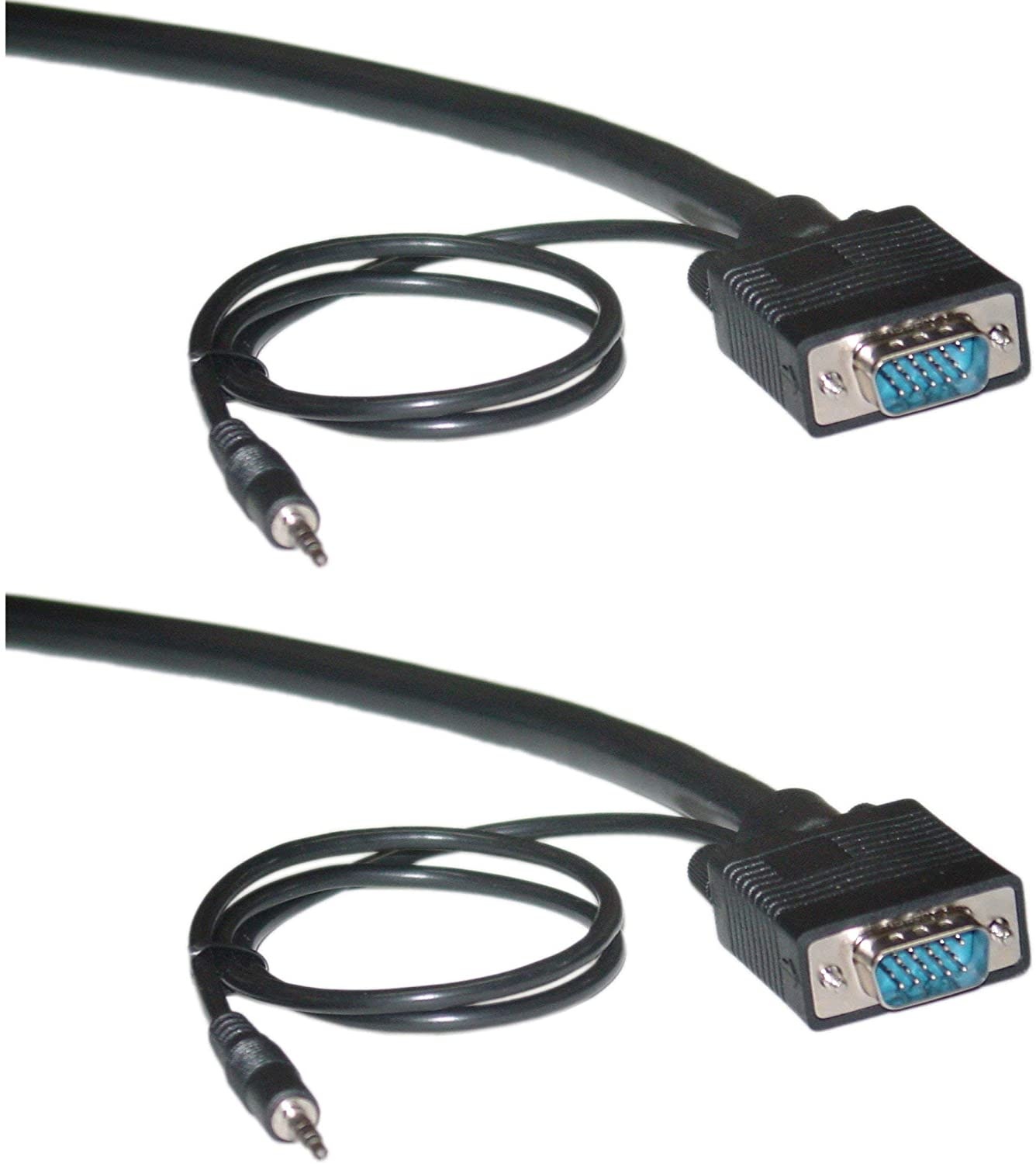 GOWOS Shielded SVGA Cable with 3.5mm Audio Black HD15 Male Coaxial Construction Double Shielded 50 Feet