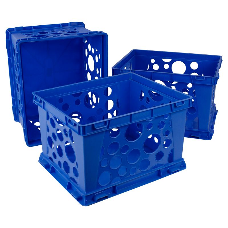 Storex 3pk Large Storage and File Crates - Blue