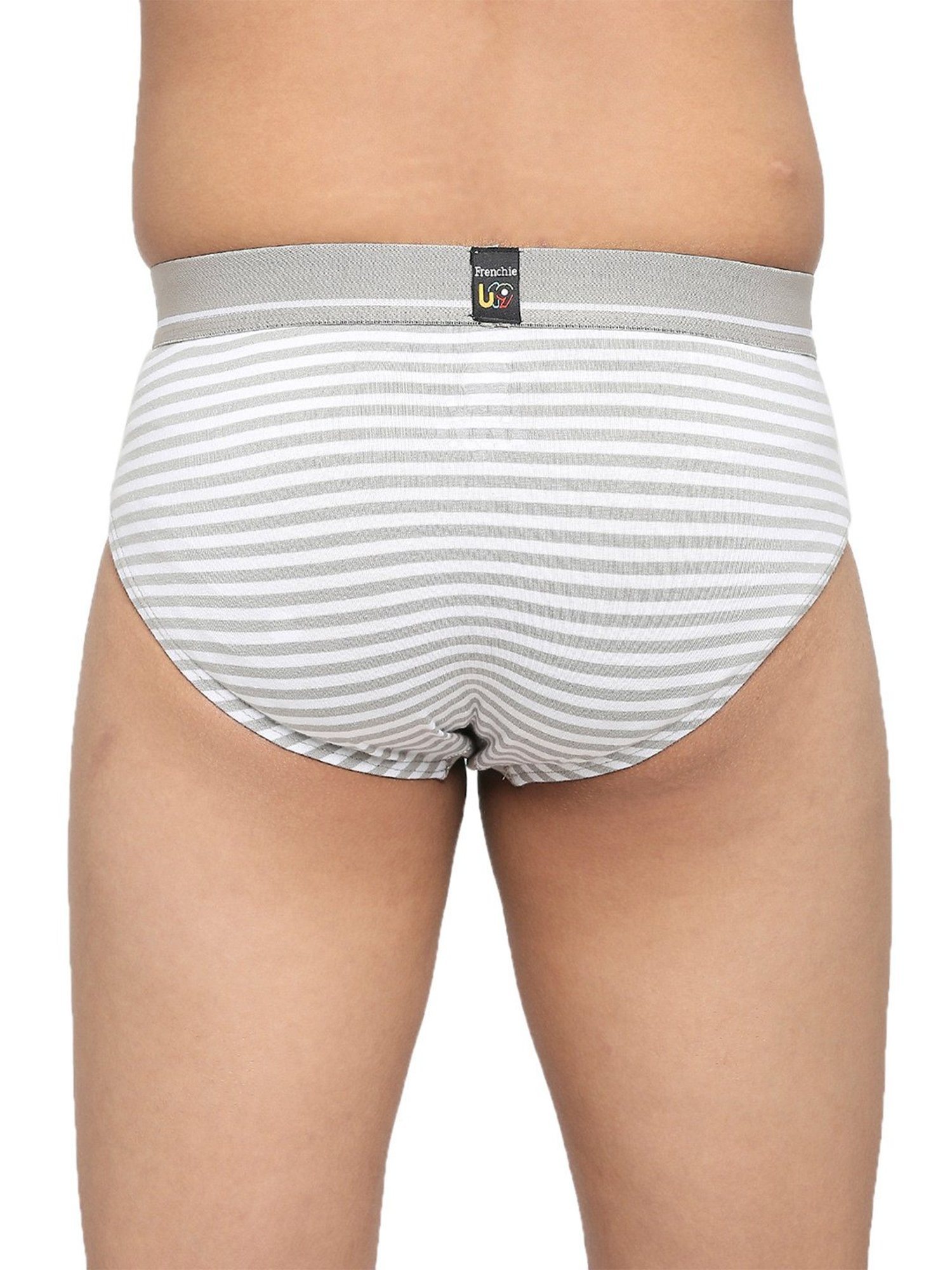 Frenchie Kids Blue & Grey Striped Briefs (Pack Of 2)