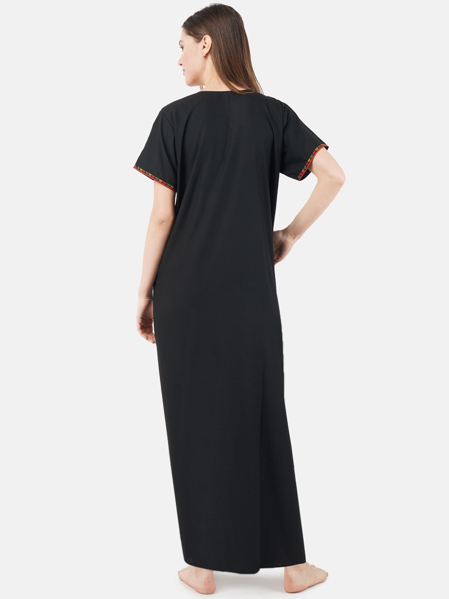 KOI SLEEPWEAR Black Embroidered Nighty