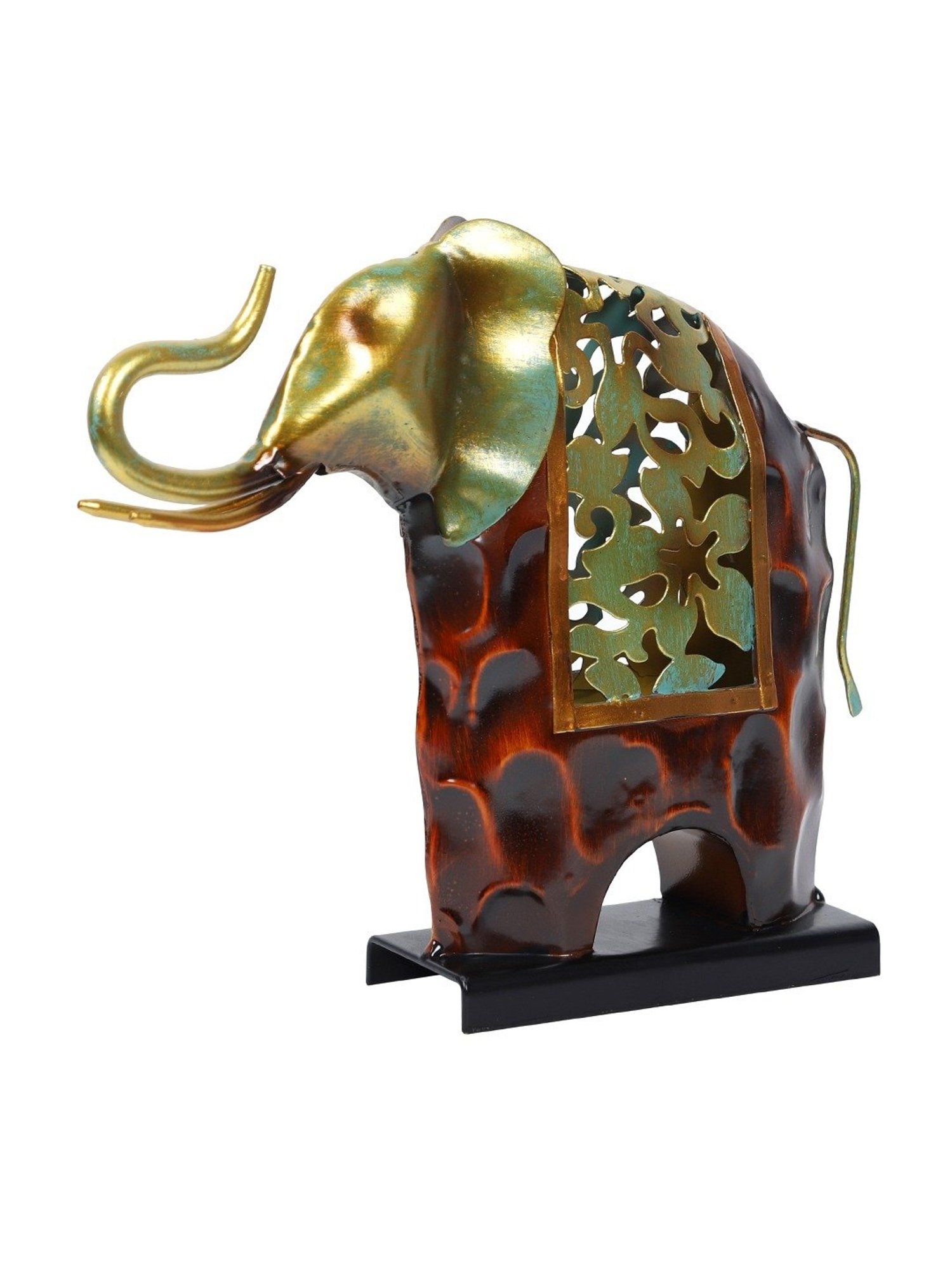 Aapno Rajasthan Red & Gold Metal Detailed and Attractive Elephant Table Decor