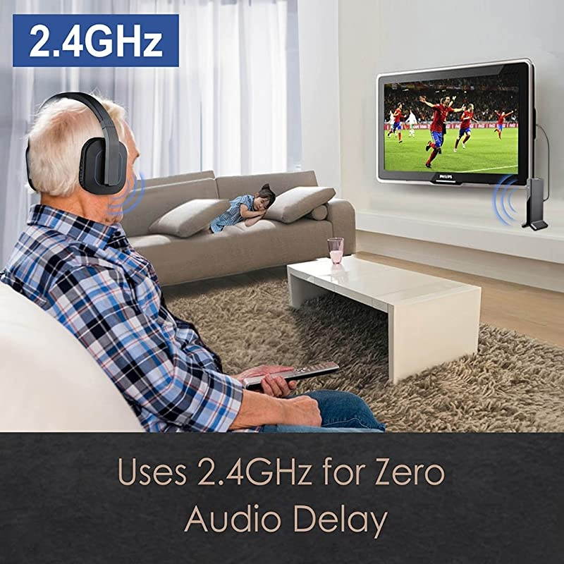 HT280 Wireless Headphones for TV Watching with 24G RF Transmitter Charging Dock Digital Optical System High Volume Headset Ideal for Seniors amp Hearing Impaired 100ft Range No Audio Delay