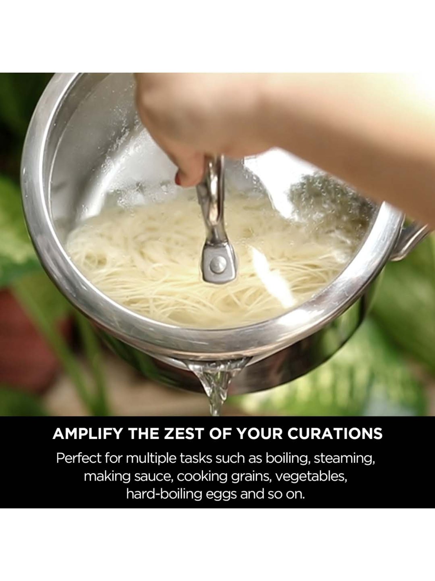 Meyer Select Stainless Steel Straining Saucepan 18cm (Induction & Gas Compatible)