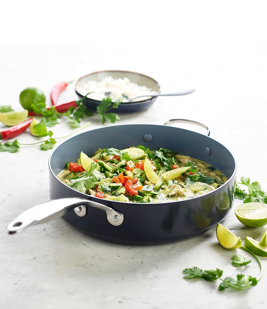 GreenPan Valencia Pro Magneto Ceramic Non-Stick 4.5-Quart Covered Saute Pan with Helper Handle