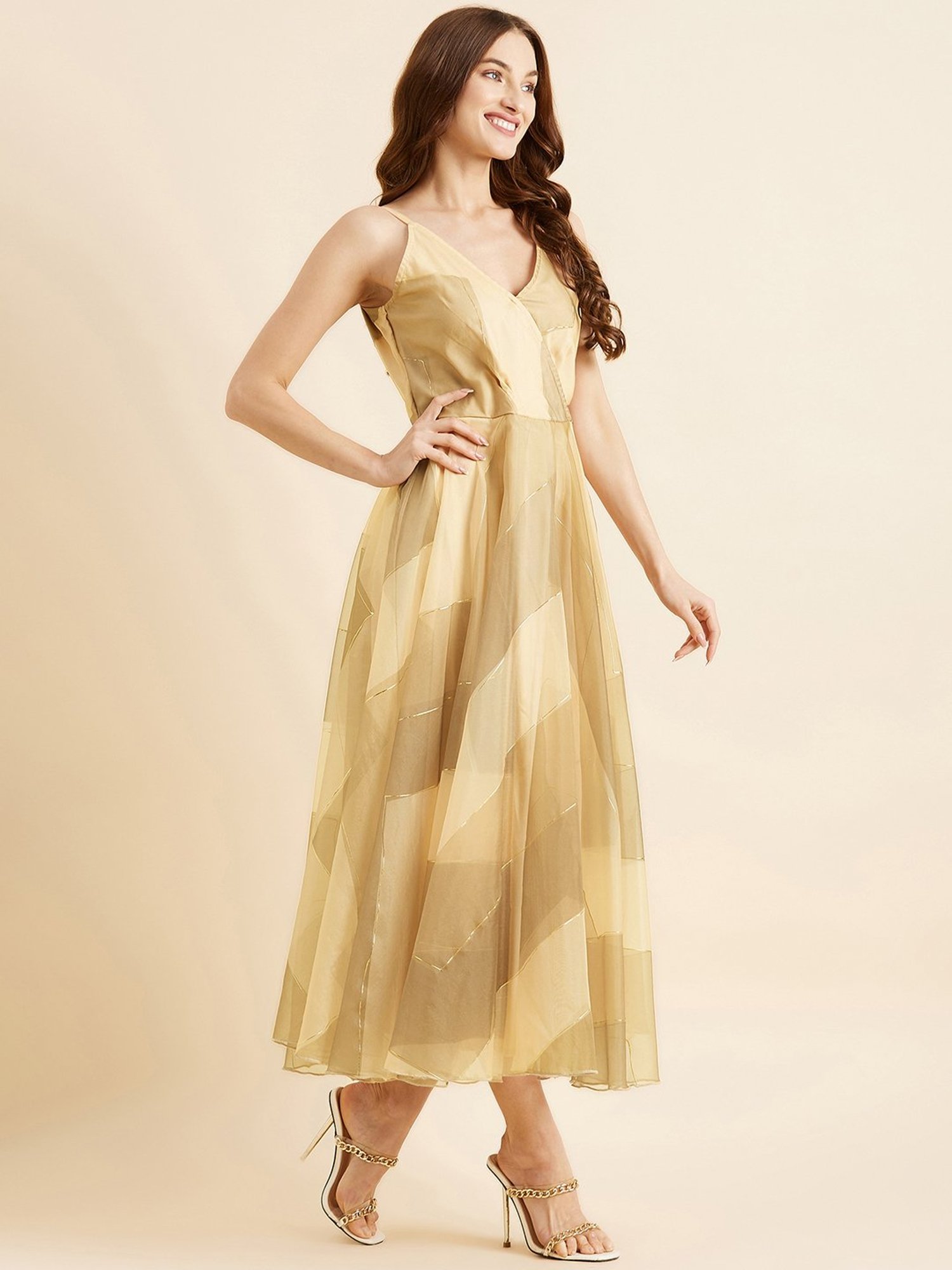 PANIT Gold Printed Ethnic Dress