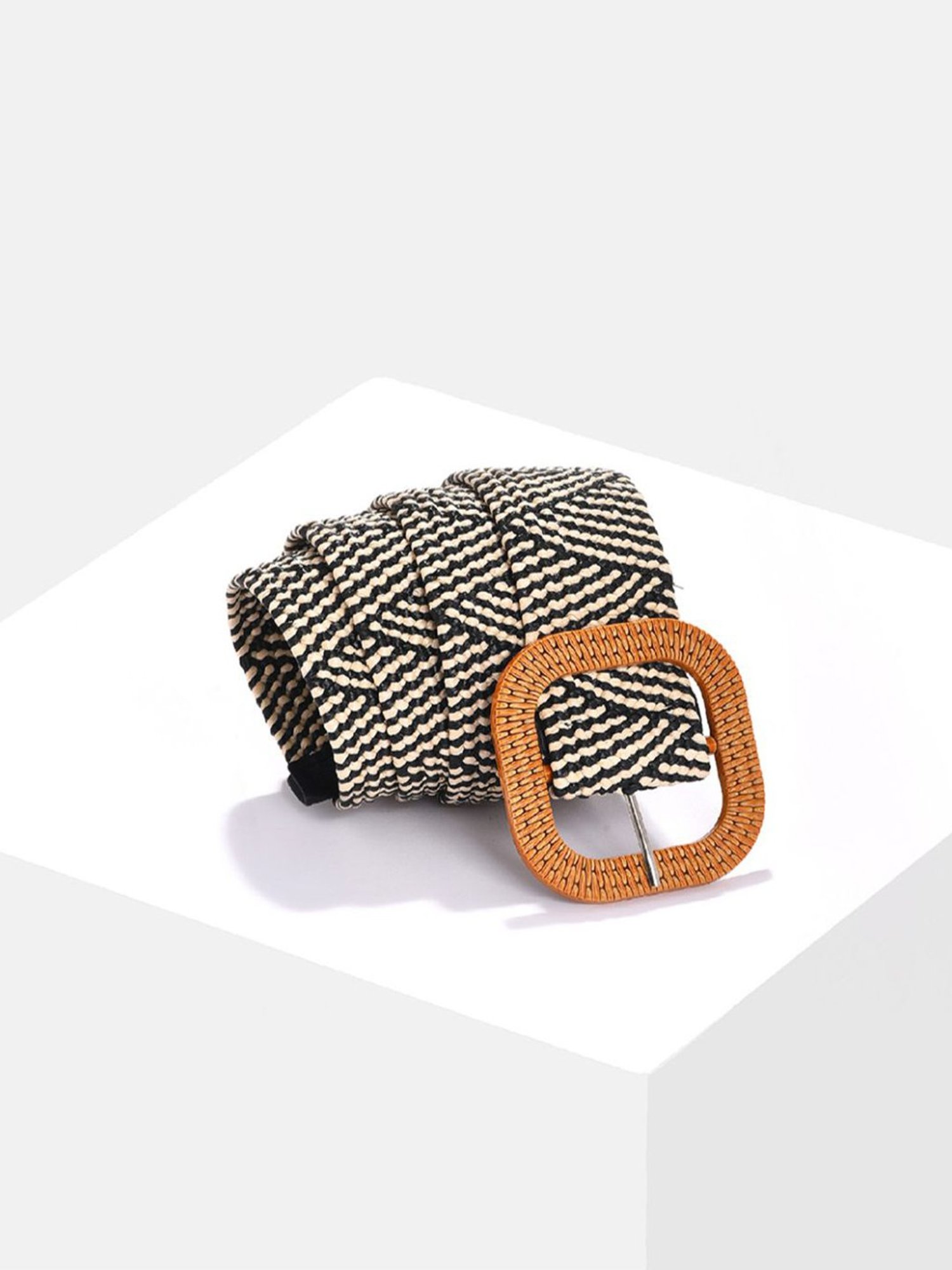 HauteSauce Black Textured Casual Belt for Women