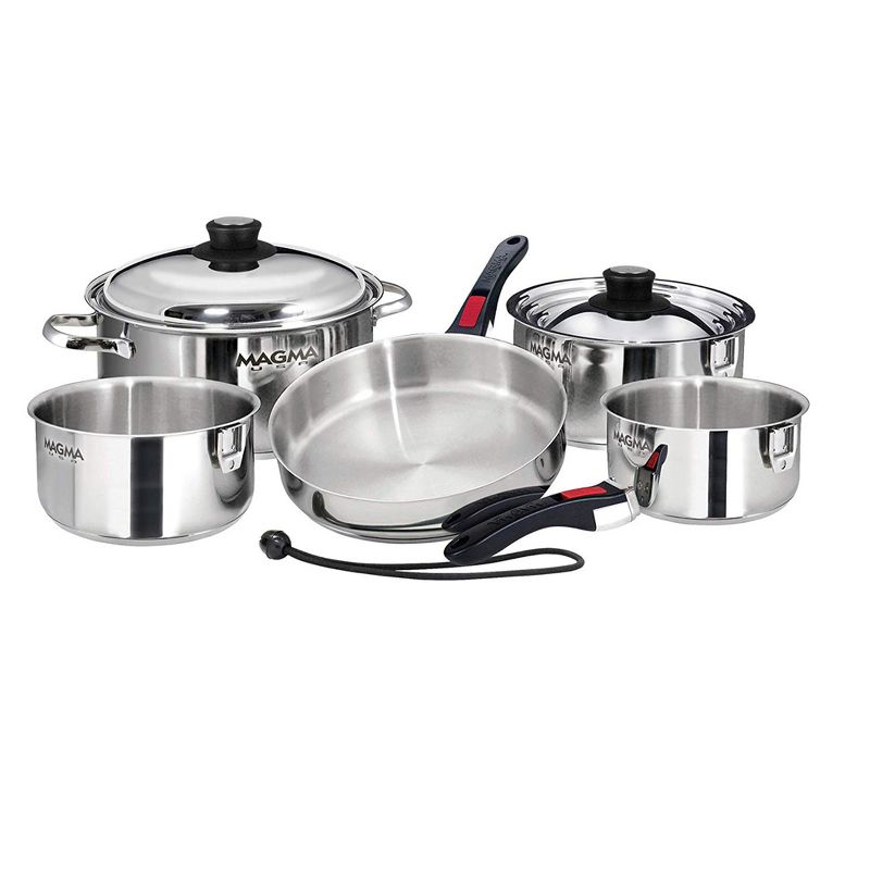 Magma Products 10 Piece Nesting Milled Flat Stainless Steel Kitchen Cookware