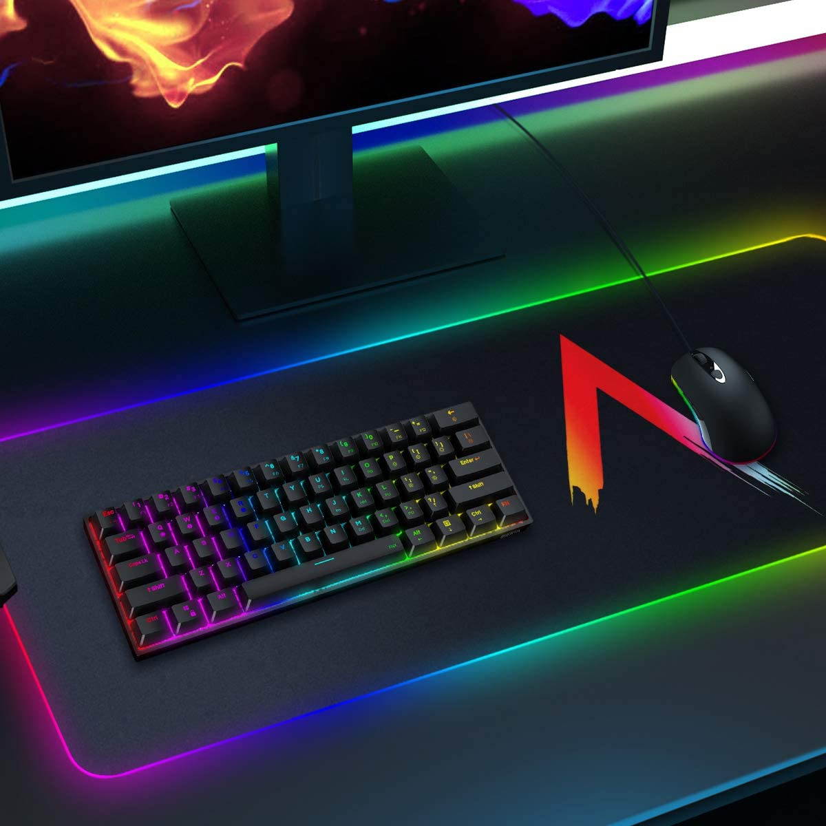 Glorious Modular Mechanical Gaming Keyboard (GMMK)- Barebone Edition (DIY Assembly Required) (Full Size, Black) + Glorious Black Aura Keycaps (Bundle)