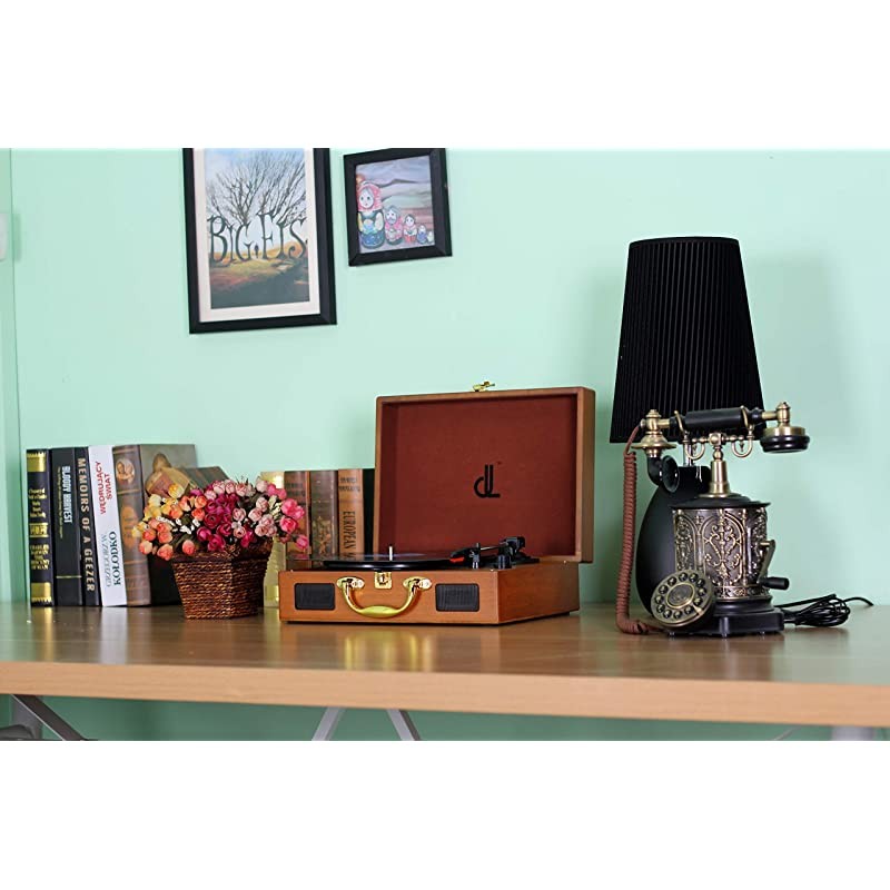 for Vinyl Records Portable Record Player 3 Speed Suitcase Phonograph with Builtin Stereo Speakers PC Recorder Headphone Jack