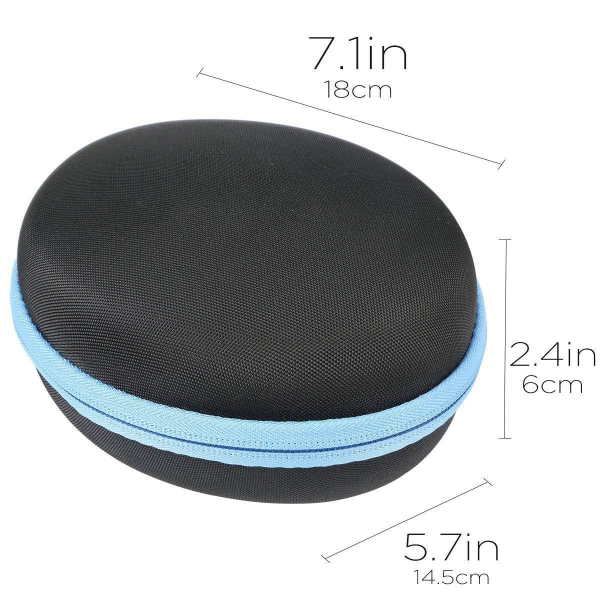 co2crea Hard Travel Case for iJoy Matte Finish Premium Rechargeable Wireless Bluetooth Over Ear Headphones Foldable Headset (Black Case + Blue Zipper)