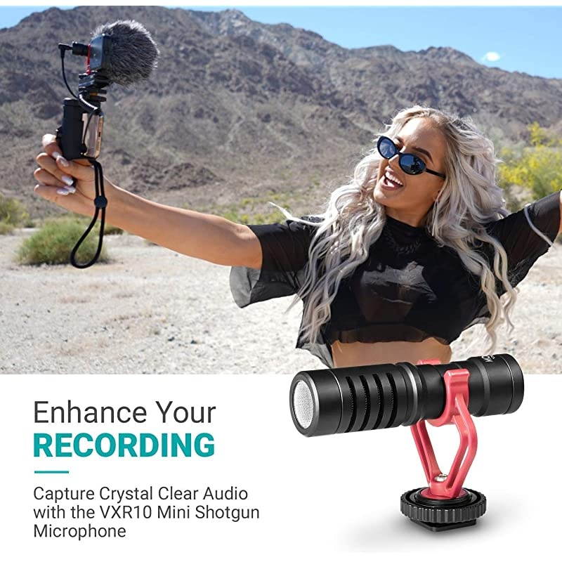 VXR10+ Smartphone Video Rig with Mini Tripod Phone Grip and Video Microphone Compatible with iPhone 11 11 Pro XS XR X 8 7 6S 6 5S and Android for YouTube TIK Tok Filming Vlogging
