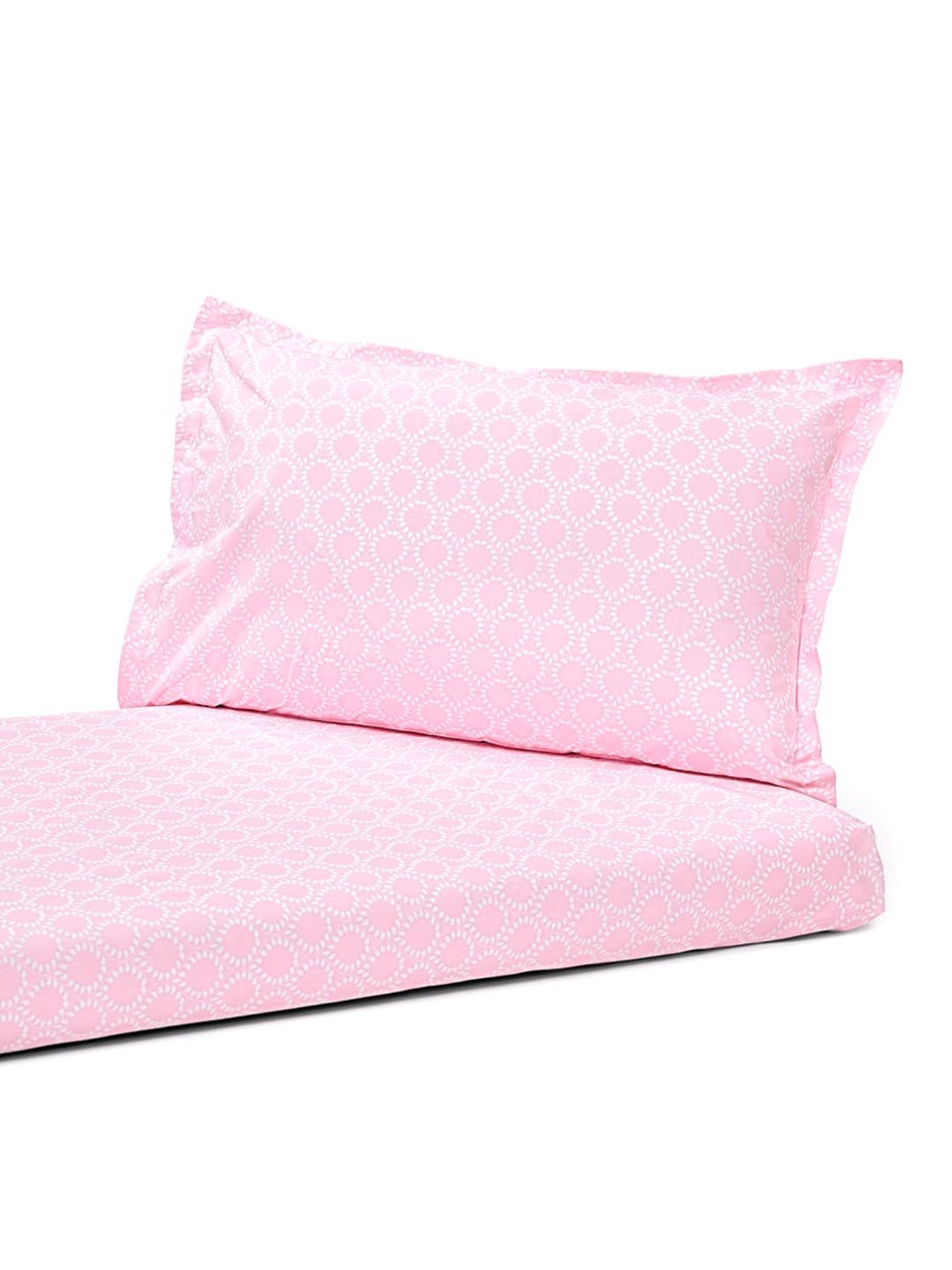 Nigh Nigh Leaf Jaal Pink Cotton 300 TC Kids Bed Linen Set