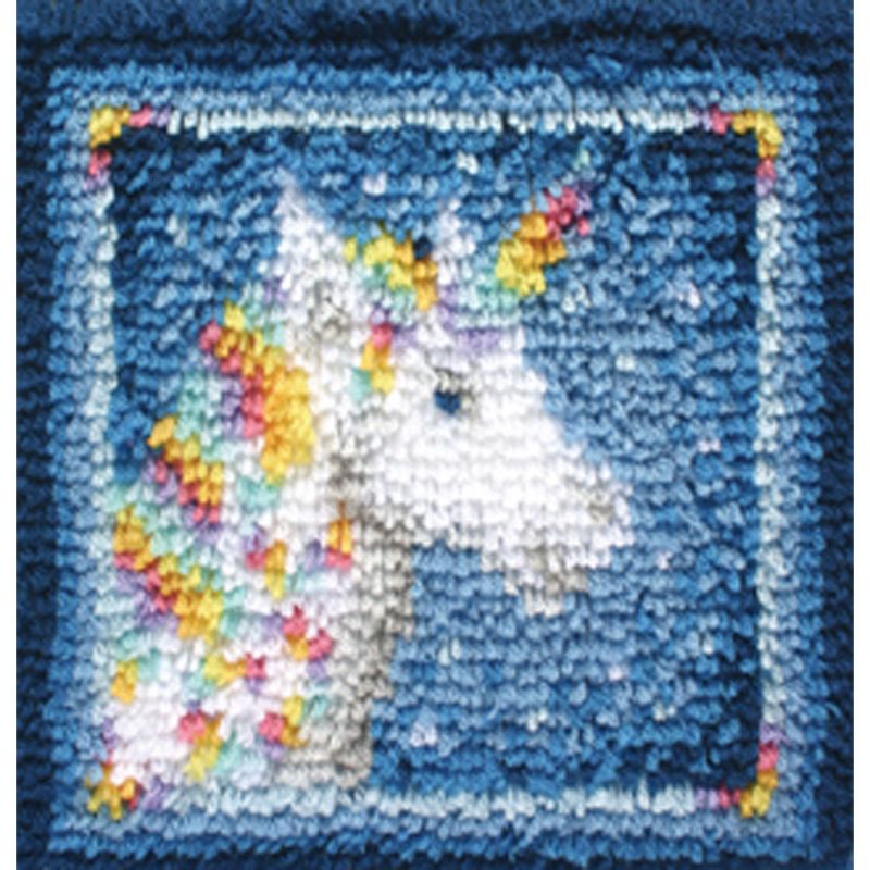 Wonderart Latch Hook Kit 12"X12"-Unicorn