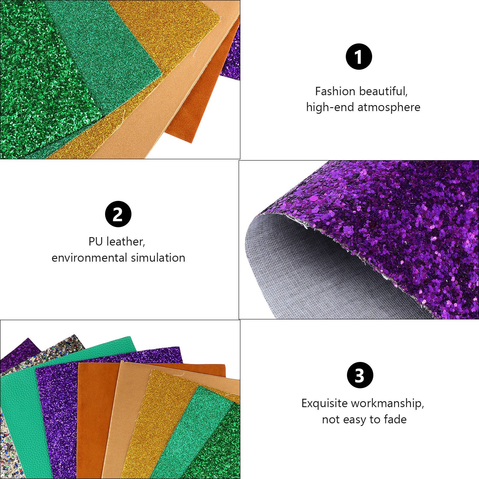 9pcs Carnival Decor Leather Fabric Sheets Glitter Printed Jewelry Making Sheets