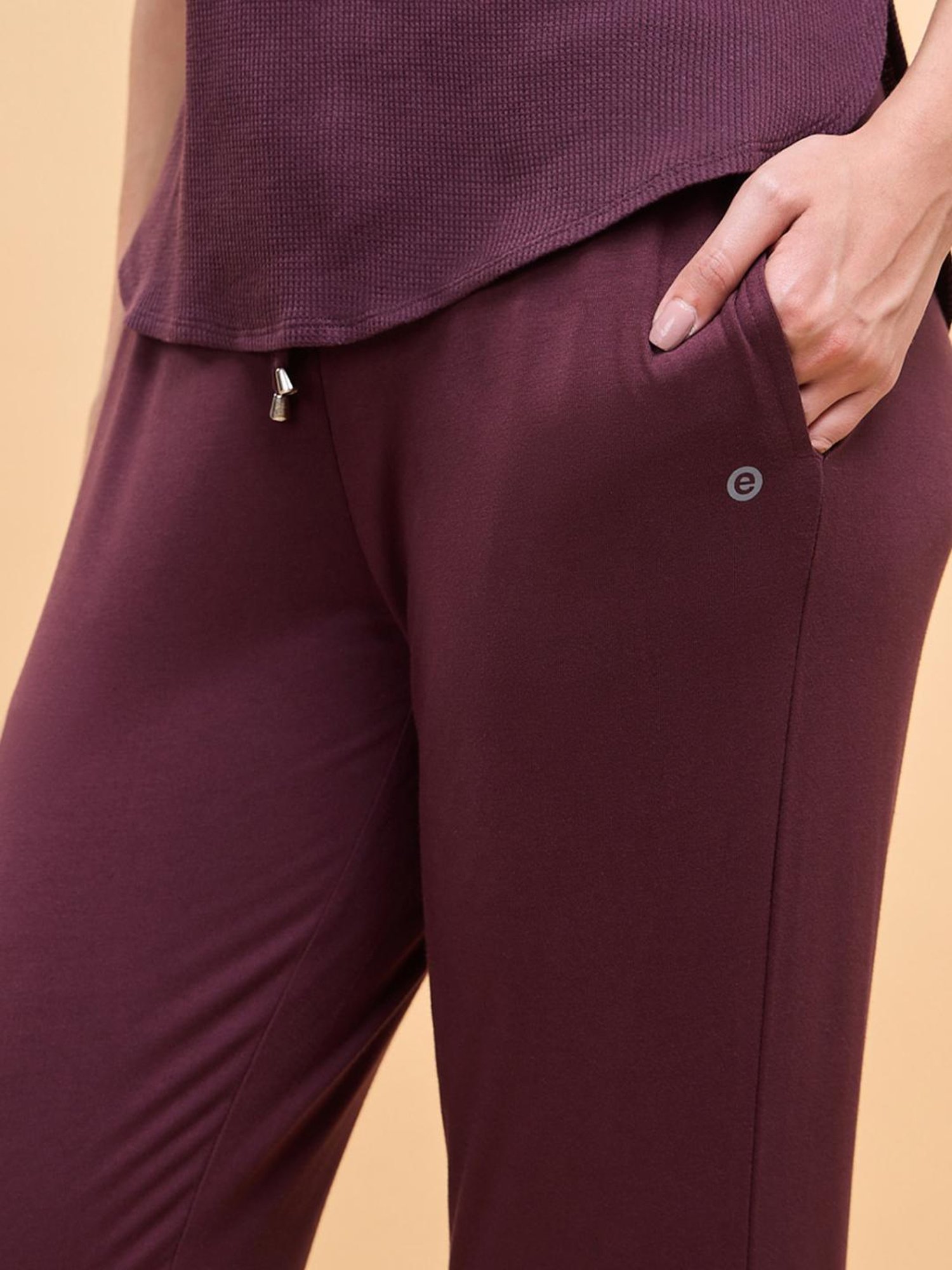 Enamor Brown Plain Lounge Track Pants