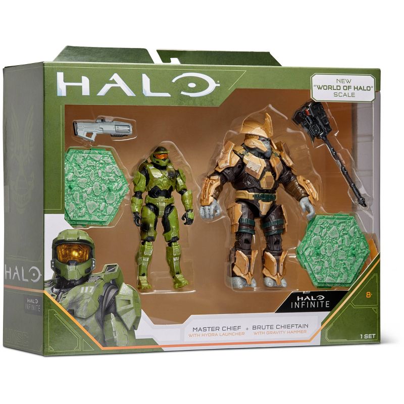 HALO - 2 Figure Pack (4" Heroes and Villains Figures) - Master Chief vs. Brute Chieftain (Infinite)