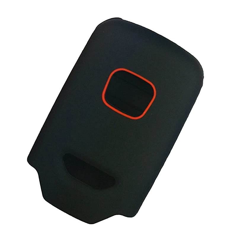 2Pcs  Silicone Protective Key Fob Remote Cover Case Skin Jacket for 2019 2018 2017 2016 2015 Honda Accord Civic CRV CRV Pilot EXL Touring Premium 5 Buttons Smart Key Black