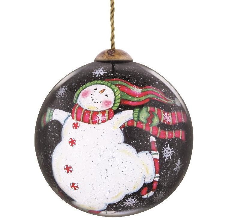 NeQwa 2.5" Ne'Qwa "Peppermint Skates" Hand-Painted Blown Glass Christmas Ornament #7131110