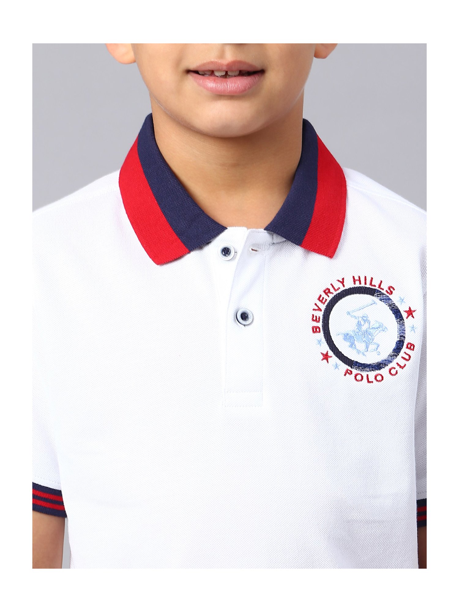 Beverly Hills Polo Club Kids White Solid Polo T-Shirt