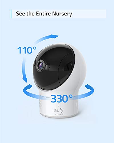 Eufy Baby Monitor, Security Spaceview S Video Monitor, Peace of Mind for New Moms, 5 inch LCD Display, 110&deg; Wide-Angle Lens Included, 720p HD, Lullaby Mode, Night Vision, Day-Long Battery, Crib Mount
