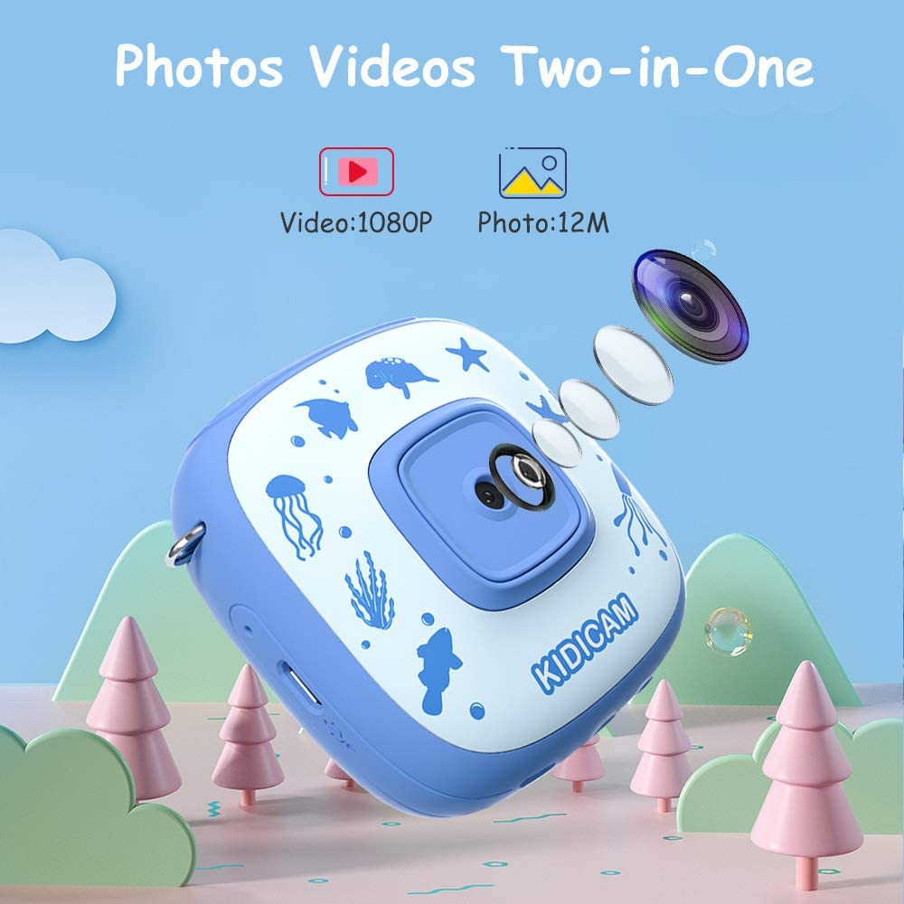 Dragon Touch Kidicam 2.0 Kids Action Camera, Waterproof Digital Camera for Boys Girls 1080P Sports Camera Camcorder with 16GB Memory Card (Blue)