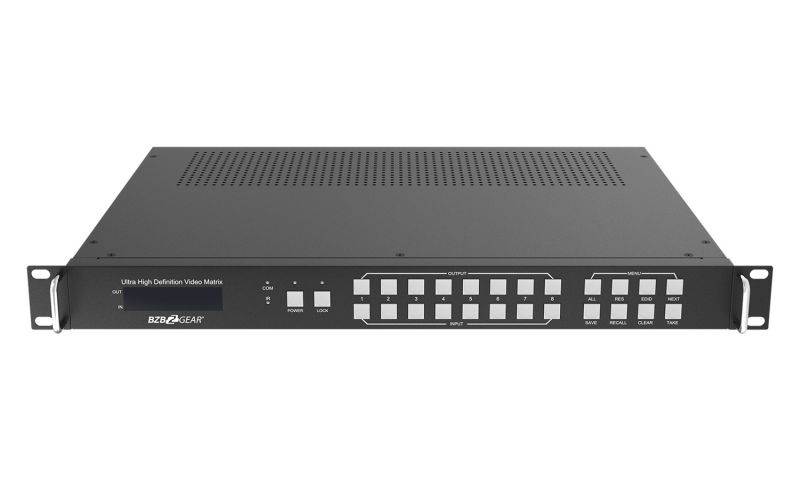 BZBGEAR 4K/UHD HDR 8X8 HDMI 2.0 Seamless Matrix Switcher/Scaler with Video Wall Support